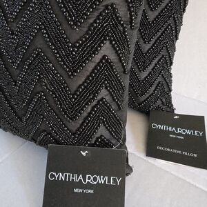 Cynthia Rowley Black Beaded Chevron Pillow